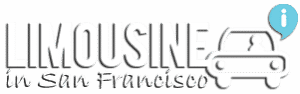 Logo with the text "LIMOUSINE in San Francisco" next to a simple car icon and a blue information symbol above it, ideal for businesses focused on google optimization and boosting their visibility online.