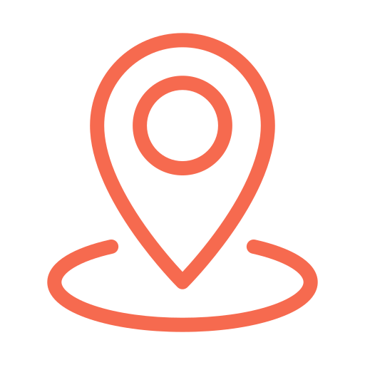 Red map pin icon with a circular base, symbolizing a location marker and ideal for gmb optimization, on a light gray background.